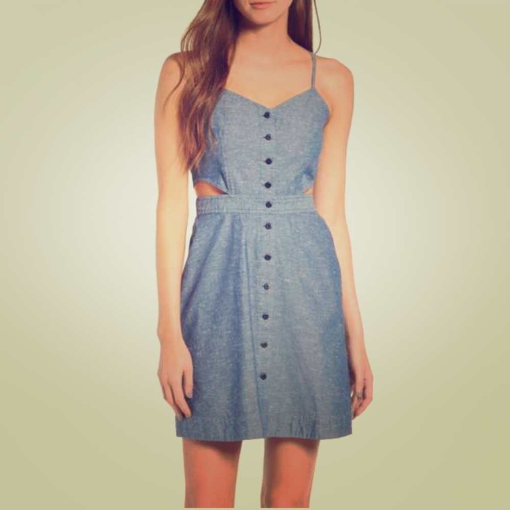 Madewell Cutout Chambray Button Up Dress